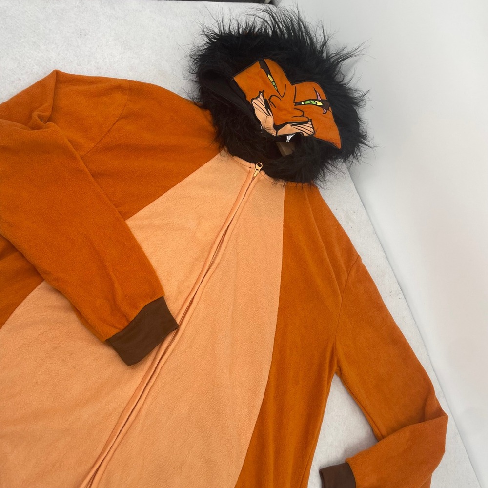 Disney The Lion King Scar Fleece Union Suit Pajamas Orange Black SM Costume - Picture 1 of 13
